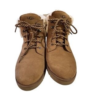 UGG Romely Heritage Boots Women Chestnut Wool Blend Plush Collar‎